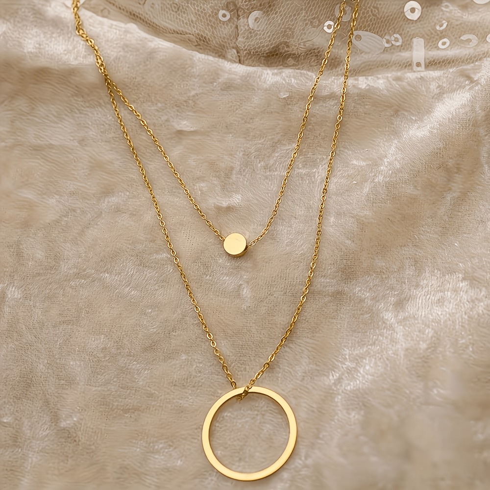 Women's 18K Golden Plated Western Hollow Circular Pendant Necklace