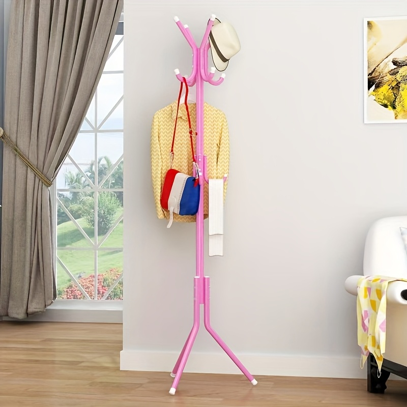 TEMU 2 Size Options: Adjustable Metal Coat Rack With 6/9 Hooks-multifunctional Single-pole Clothes Rack, Suitable For Home, Office, Changing Room,