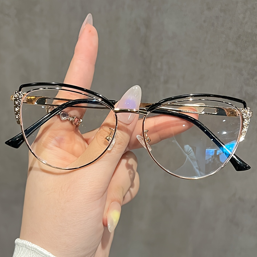 Image of 2024 Women's Fashion New Metal Retro -studded Luxury High-end Plain Glasses Decoration Eyeglasses
