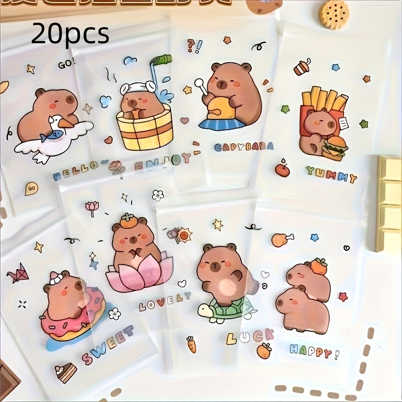 TEMU 20 unidades Bolsas de cierre de cremallera mini Capybara Adorables - Impermeables al polvo, Almacenamiento de accesorios de pelo, Ideales para