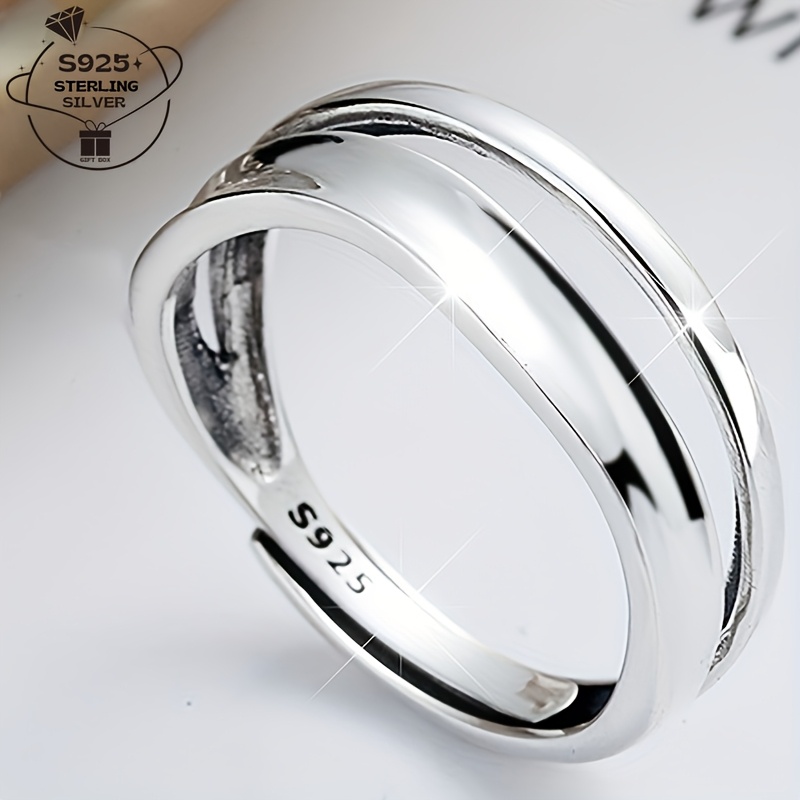 

1pc925 Silver Adjustable Ring For Women - Anti-allergic - Minimalist , , Suitable For Parties, Gifts, All