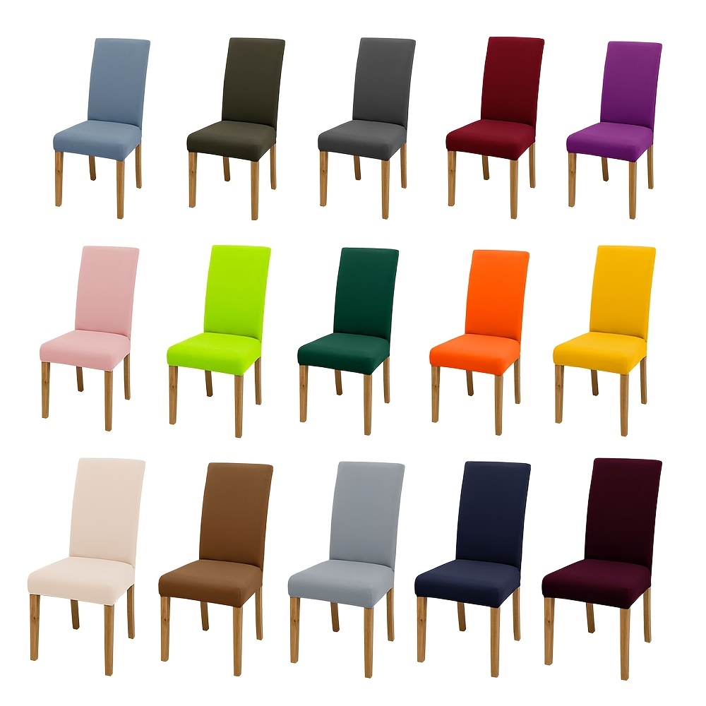 

Stretchable Chair Covers For Dining Rooms, Suitable For Kitchen Seats And Banquets, Made Of Spandex In Solid Colors.