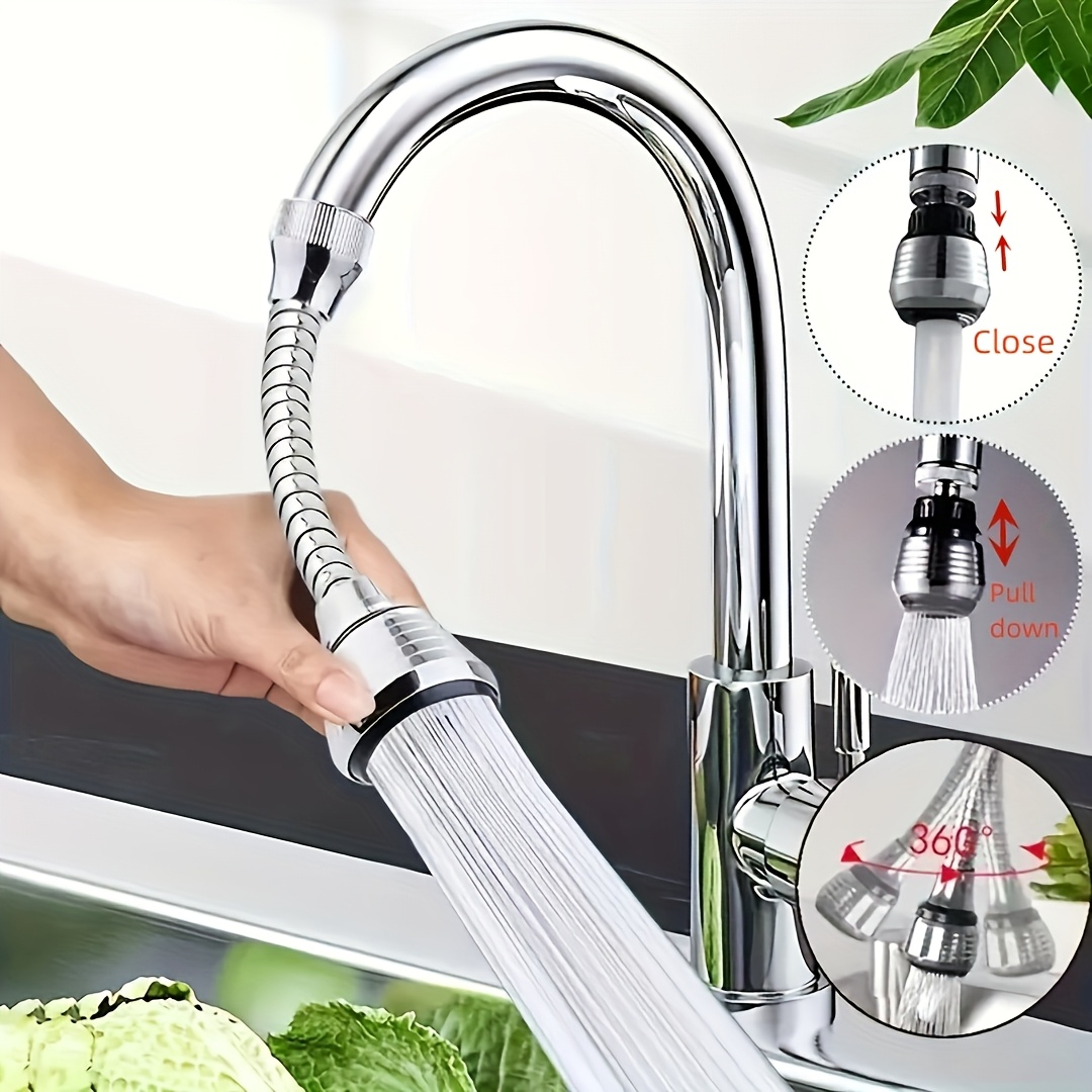Cabezal de Ducha Giratorio 360° para Fregadero de Cocina, Extensor para Fregadero de RV, Diseño Antisalpicaduras, Ahorro de Agua, Superficie Pulida, Accesorio para Interior de RV, Adecuado para las 4 Estaciones