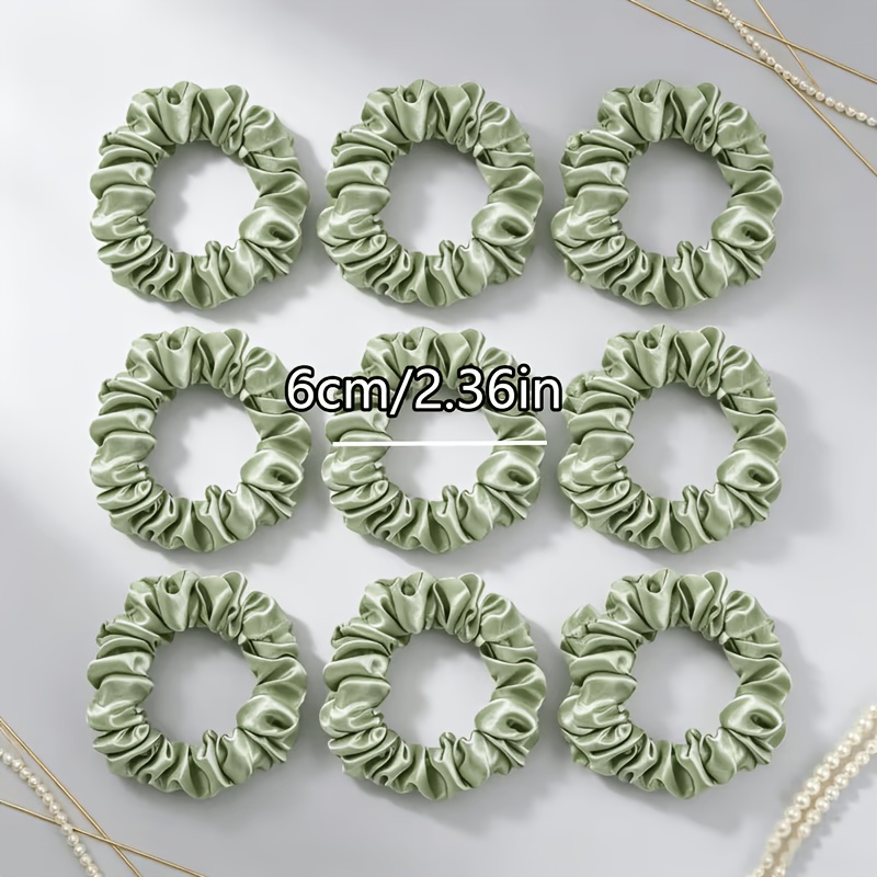 14pcs Satin Scrunchies Set in Light Green