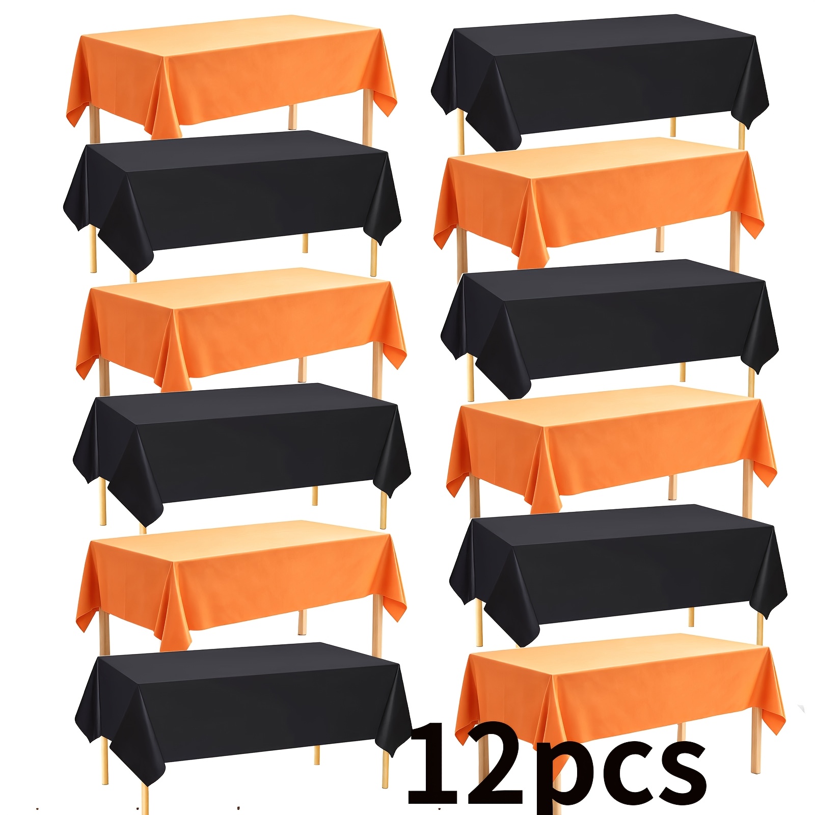 TEMU Disposable Plastic Tablecloth, Pack Of 12, 54 X 72 Inches (. 137.1 X 183.3cm), Perfect For Parties, Back-to-, Halloween Decorations, Summer
