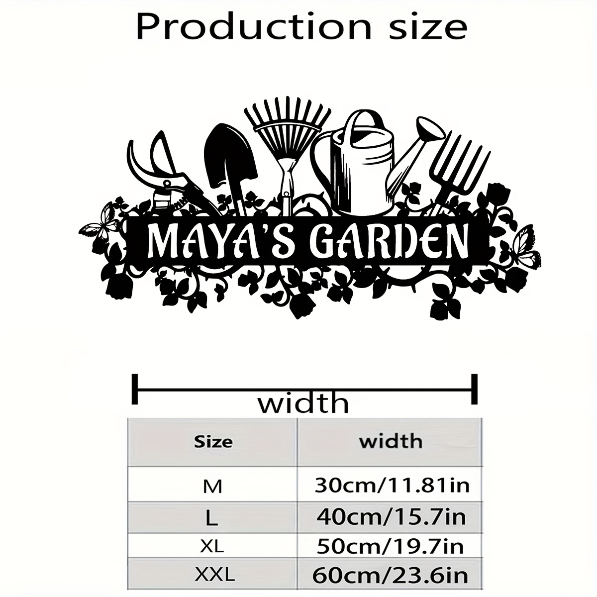 TEMU 1 Customizable Garden Personalized Sign, Scene Party Hanging Decoration, Door Decor, Wrought Iron Wall Hanging Ornament, Silhouette Wall Art