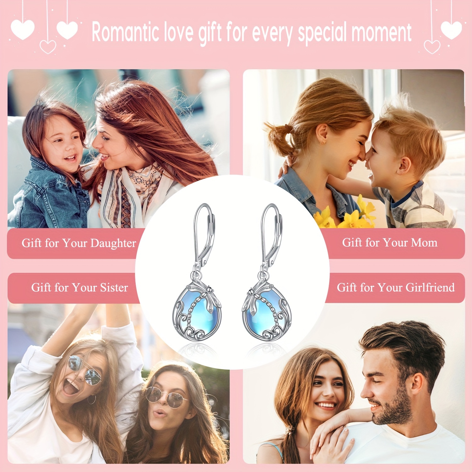 womens pure silvery french   earrings low allergy synthetic   925 pure silvery pendant earrings with bees hummingbirds dragonflies suitable for christmas gifts and anniversary gifts for mothers wives daughters and grandmothers Product details 6
