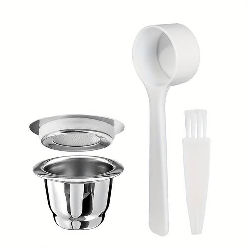 reusable stainless steel coffee capsule espresso filters cup spoon brush set coffee machine additions