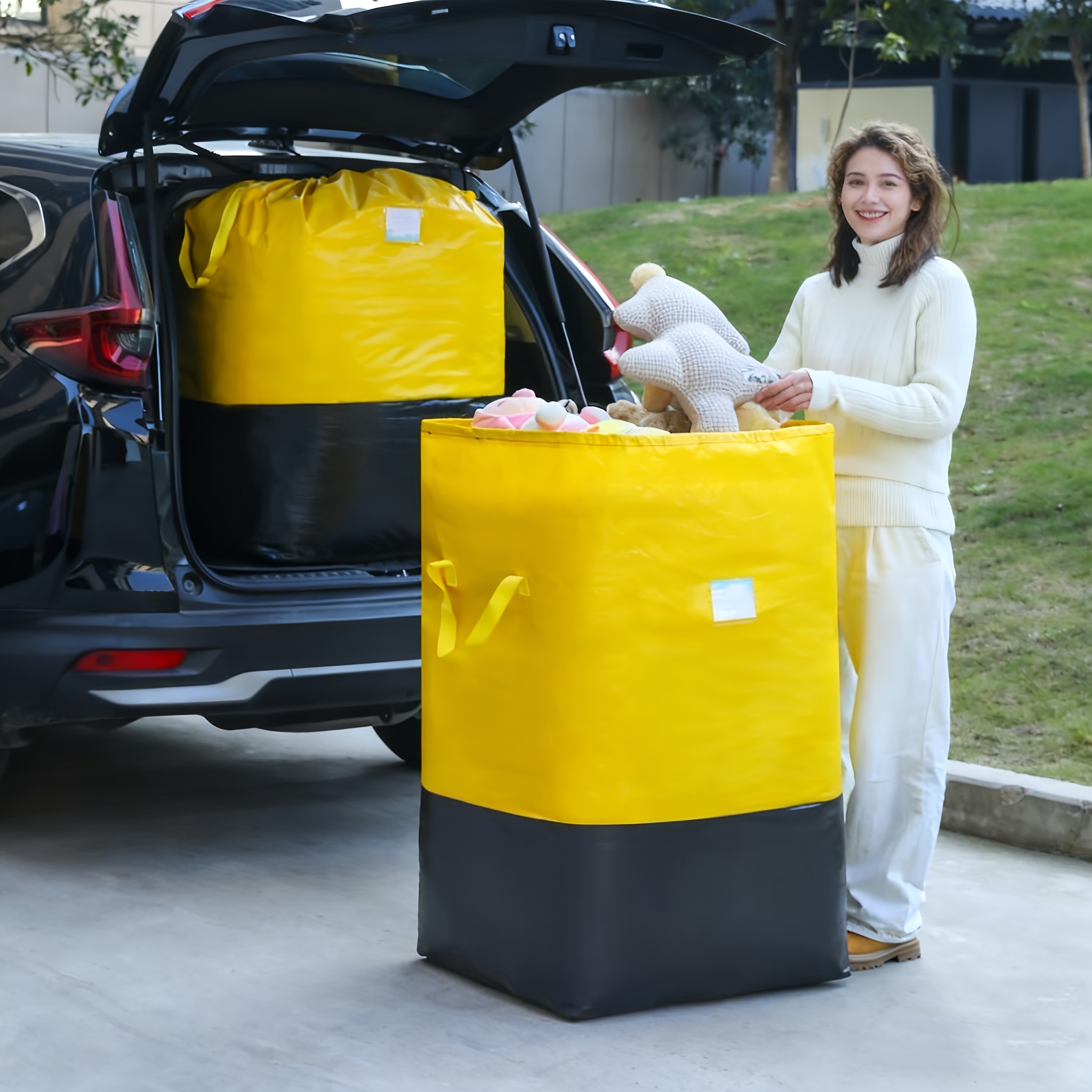 heavy duty moving bags with sturdy handles and secure drawstring closure large capacity storage organizer foldable space saving design for   dorm and home use ideal for clothes bedding portable items and car trunk organization