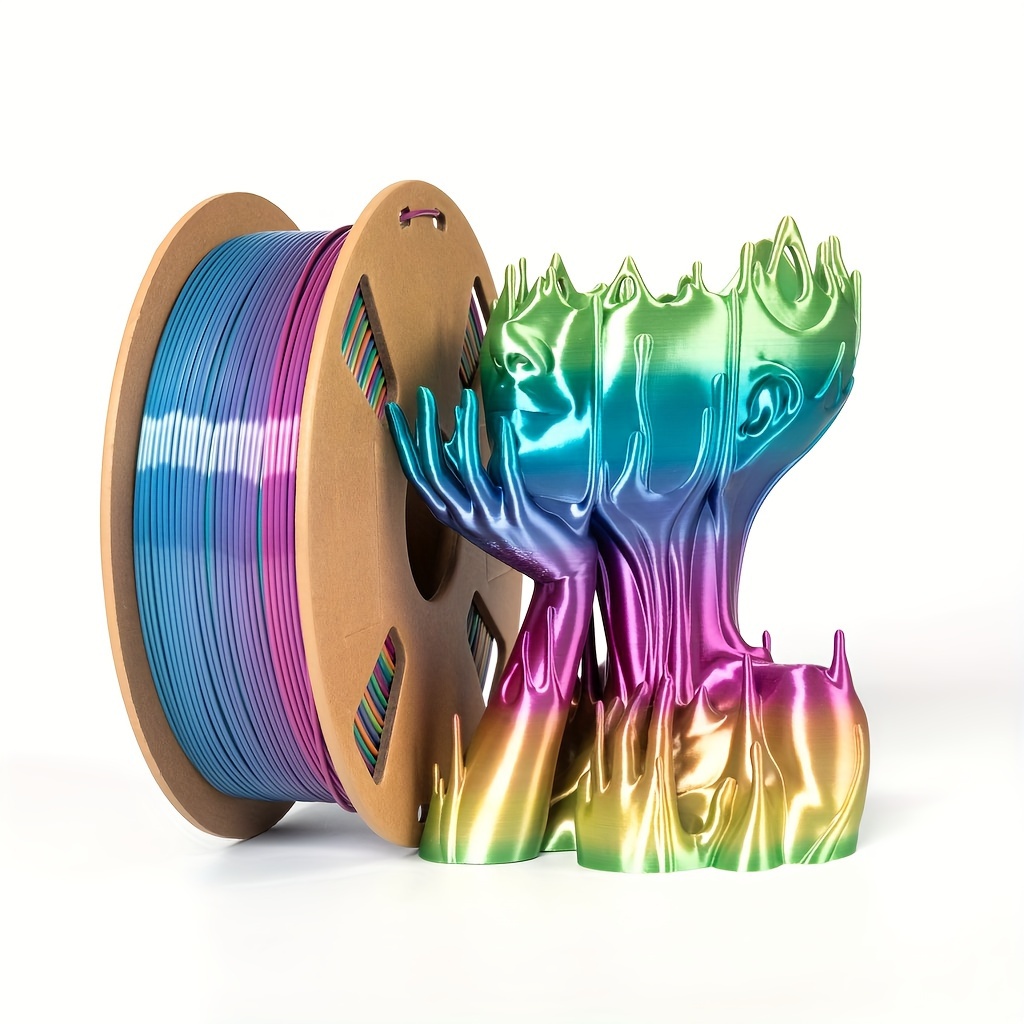 

Silk Rainbow Pla 3d Printer Filament 1.75mm, 250g/0.55lb Spool, High Precision +/- 0.02 Mm, Glossy Multicolor Pla For 3d Printing