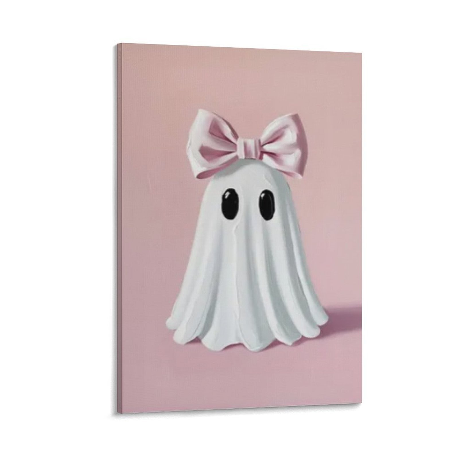 Supwhd Cute Halloween Ghosts Wall Art - 16x24 Inch Pink Bow Coquette Poster With Wooden Hanger