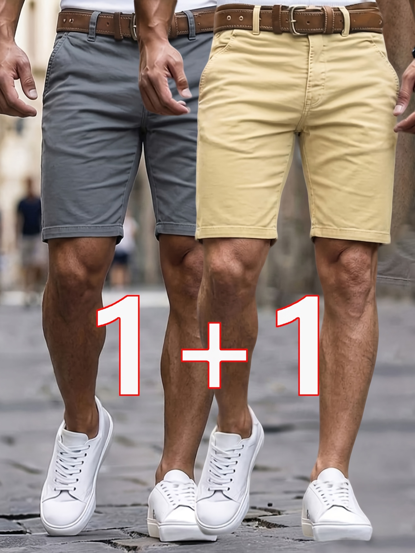 [tongtongbang   obm] set od 2 komada chino kratkih hlača muške ljetne rastezljive   kratke hlače hlače za putovanje na posao svakodnevno putovanje svestrane ravne ležerne bermuda kratke hlače