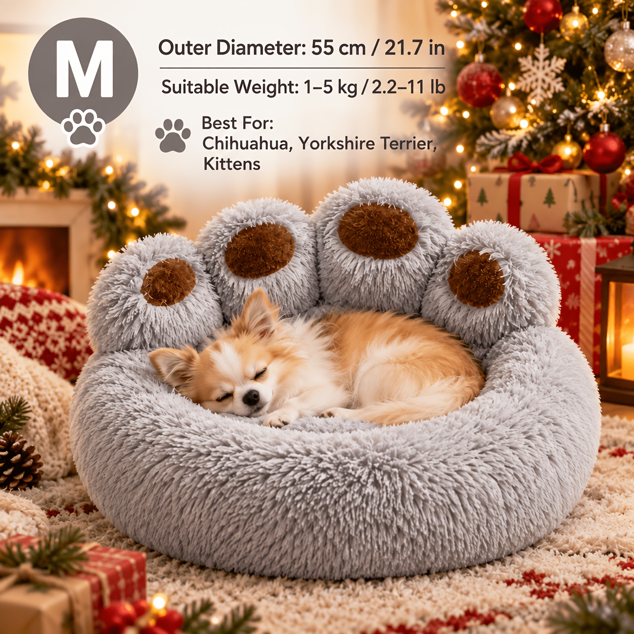 TEMU Calming Donut Dog Bed, Plush Shaped Round Pet Bed For Dogs And Cats, Cuddler Bed, Fluffy Bed, Comfortable Sleeping Bed For Small Medium Large