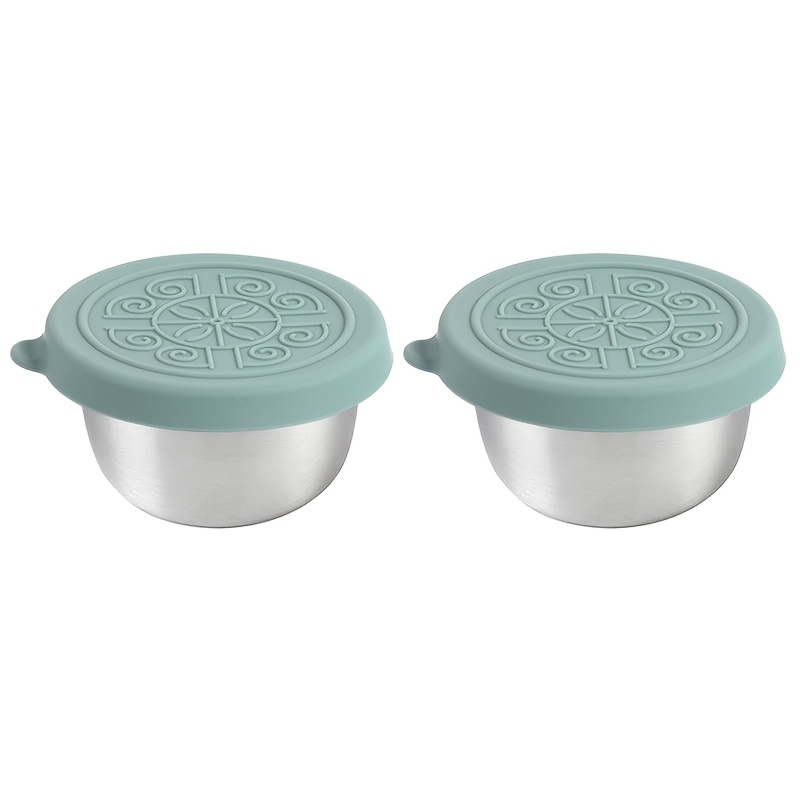 Image of 2pcs 1.6oz Salad Dressing Containers With Lids Small Leakproof Reusable Stainless Steel Salad Dressing Container To Go For Lunch Boxes Sauce Containers Picnics Travel Meal Prep And Kitchen Storage