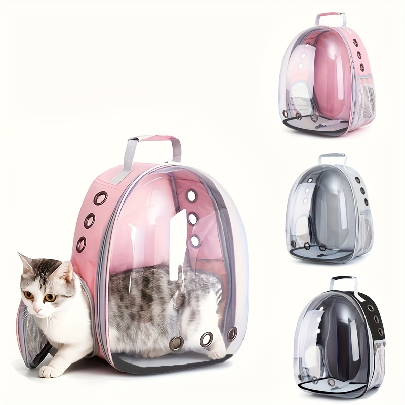 

Space Capsule Cat Backpack Carrier - Transparent, Breathable Pvc Pet Travel Bag With Zip Closure For Hiking And , Backpack, Carrier