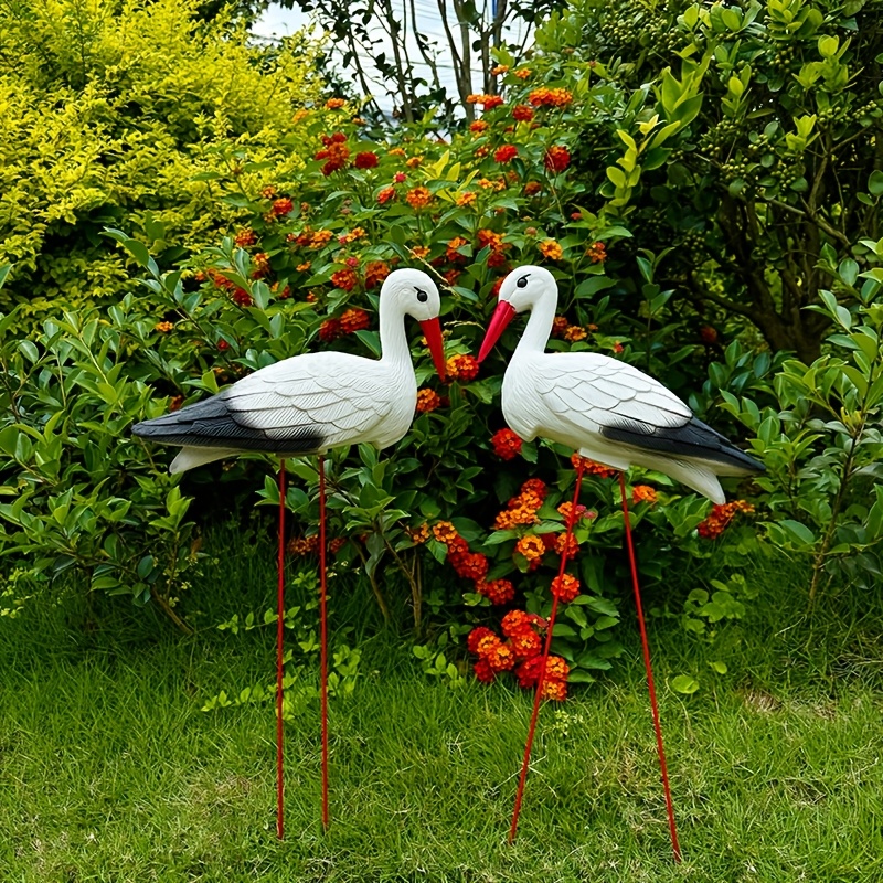 E-shop oder 2 Stk. Weiße Storch Skulptur Outdoor Dekorative Garten Kran Landschaft Kran Modell. Dekoriere Deinen Garten und Schwimmbad für Partys