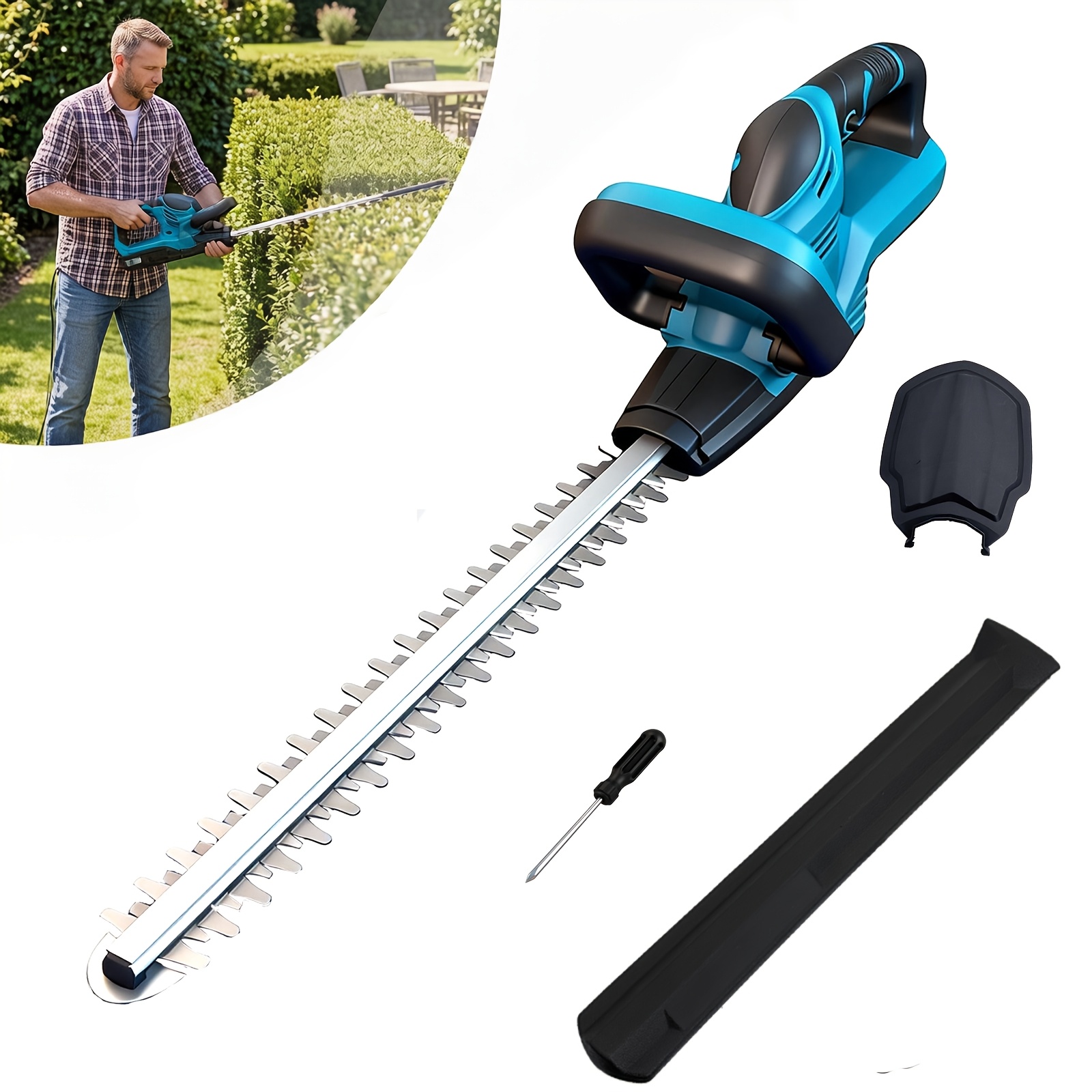 450w Cordless Hedge Trimmer, 52 Cm Long Hedge Trimmer Battery For Makita 18v Battery (without Battery, Charger), Electric Hedge Trimmer, Blade Cover For Trimming Hedges, Shrubs And Border Plants