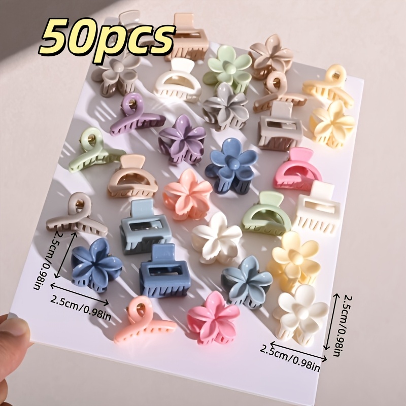 TEMU 50pcs Épingle à cheveux petite et facile de couleur unie, couleurs mélangées aléatoires, de disponibles, style facile et , style de base