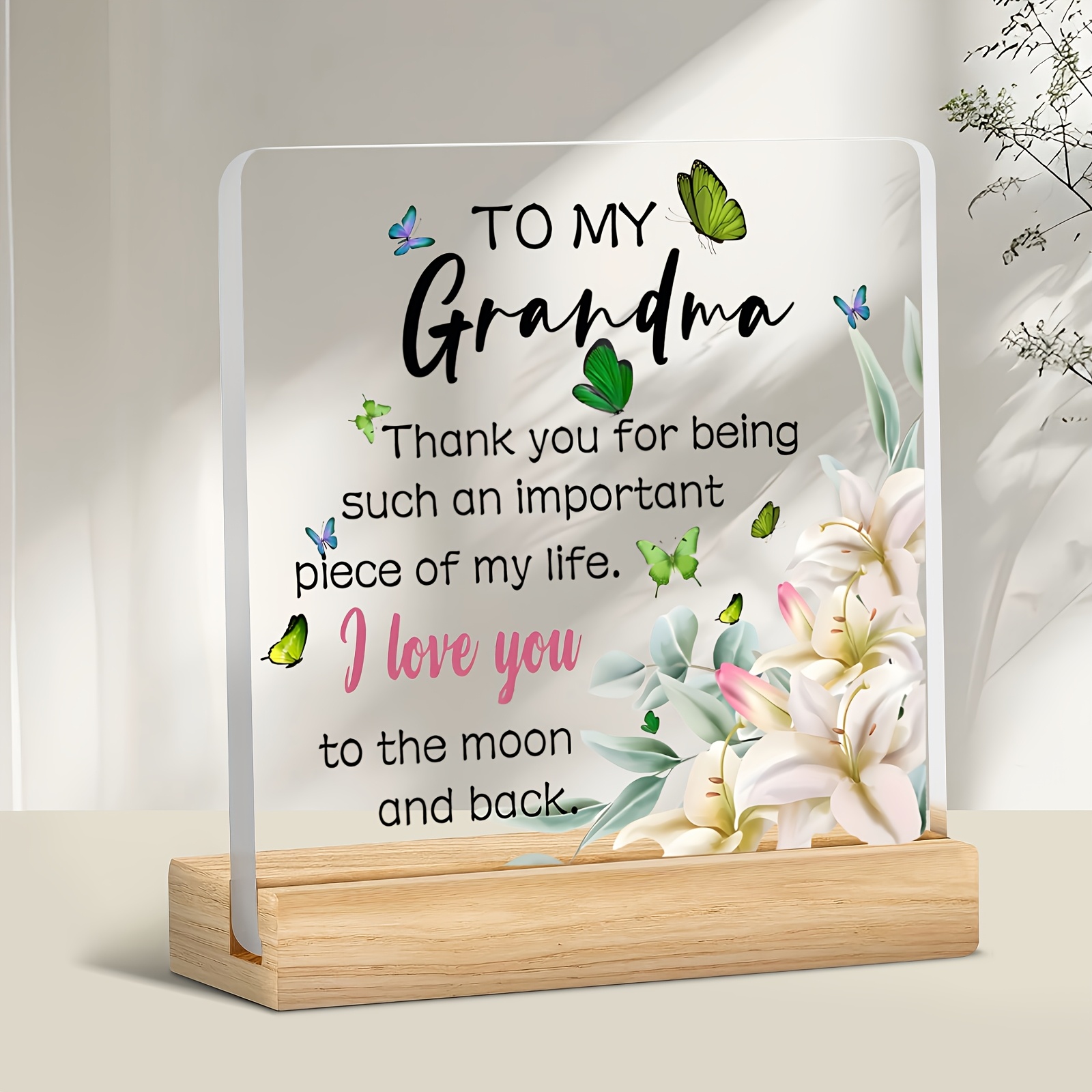 TEMU 2d Flat - [2d Flat] Acrylic Plaque With A Flat 2d Print, Featuring A Message Of Gratitude For Being A , Designed With Floral And . This Elegant