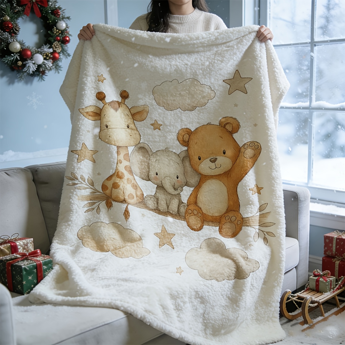 TEMU 1pc Fleece Blanket Premium Plush Throw Lightweight Bed Blanket Multi-scene Use As Cover Blanket Air Conditioner Blanket Shawl Blanket Travel