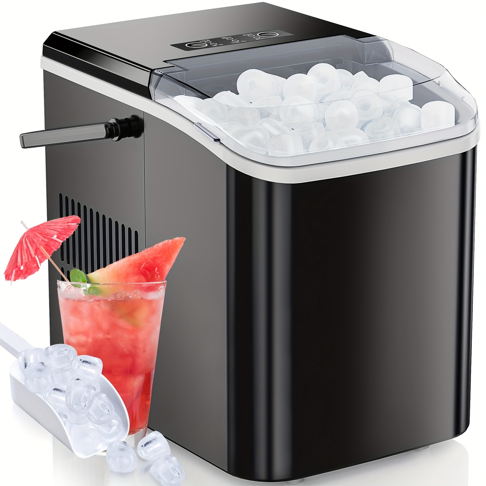 

Ice Maker Countertop - Produces 9 Bullet Ice Cubes In 6 Minutes, 26 Pounds Of Ice In 24 Hours, Small Portable Self-cleaning Ice Maker Suitable For Homes, Kitchens, Rvs, And Parties