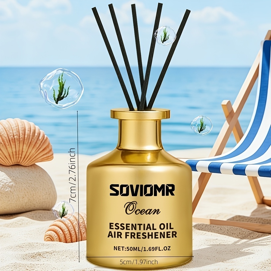 1 Sticlă de Difuzor de Ulei Esențial, Perfect pentru Spații Mari, Acest Odorizant de Aer de Lungă Durată Eliberează un Parfum Plăcut. Disponibil într-o Varietate de Parfumuri, Inclusiv Ocean, Căpșună, Santal, Mașină Nouă, Vanilie și Iasomie, Este un Cadou Ideal