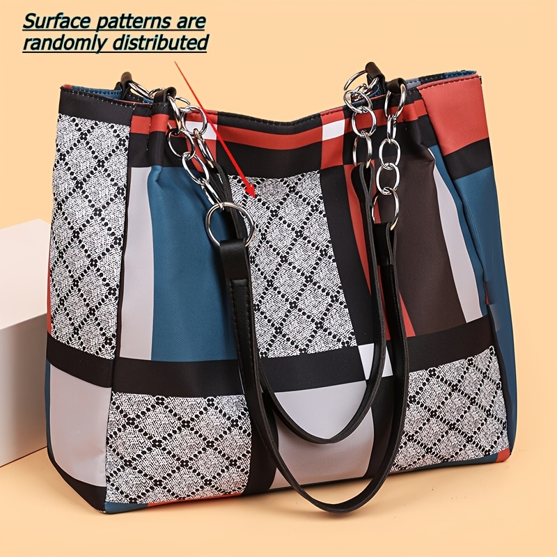 TEMU Women Tote Bag 2026 New Korean Style Casual Handbag Large Capacity Wear Resistant For Daily Commute Shopping Parent Outing Park Picnic