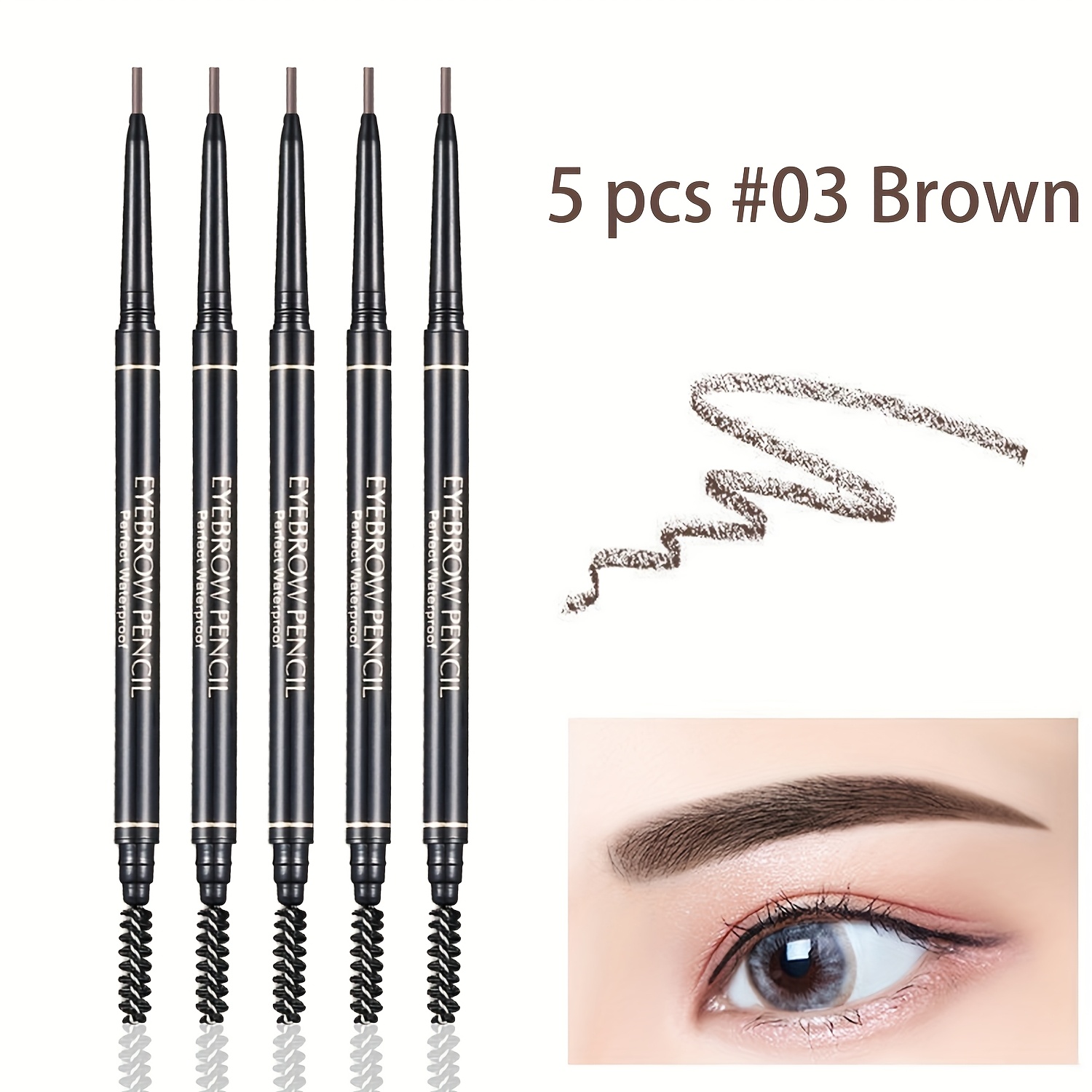 dual ended eyebrow pencil set   5 pencils long lasting waterproof built in spoolie suitable for         gifting