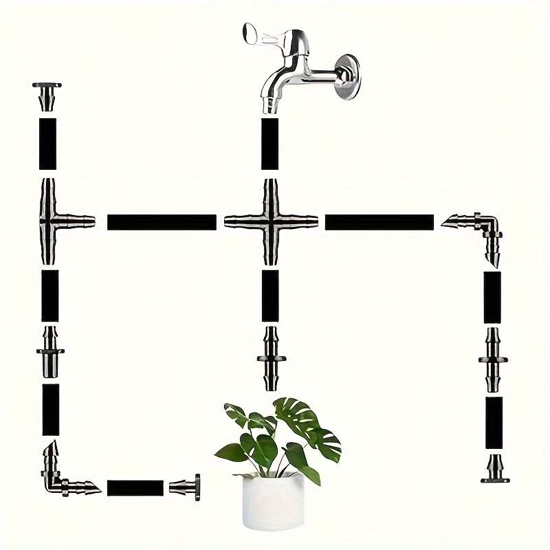 

300pcs Drip Irrigation Kit With 1/4" Connectors - Includes Tee, Y, And Connectors For Gardens, Planters, Greenhouses & Lawns - , Flexible Design