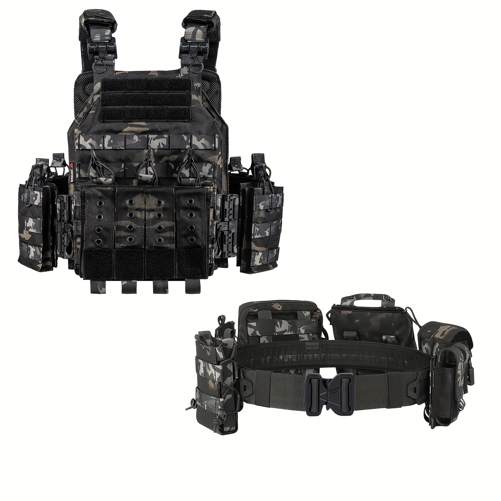 TEMU 2pcs--Yakeda Ceinture de combat Ceinture de service Ceinture utilitaire Ensemble de gilet de transport