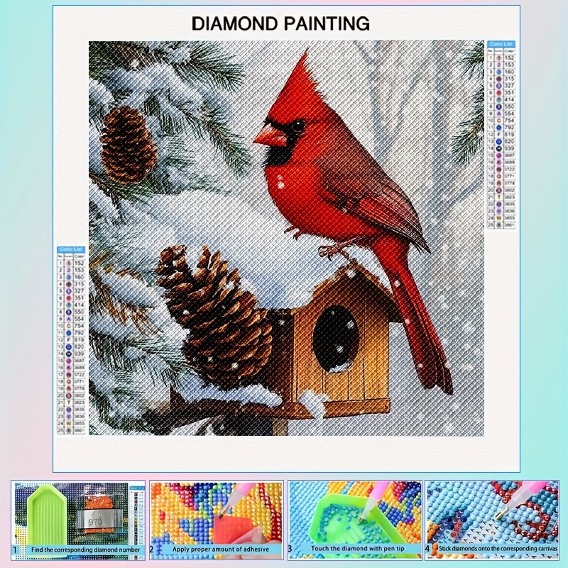 

5d Round Diamond Painting Kit 11.8"x11.8" - Full Drill Animal-themed Bird & Pine Cones Canvas Art - Diy Mosaic Craft Set For Beginners & Enthusiasts - Home Wall Décor Gift Without Frame