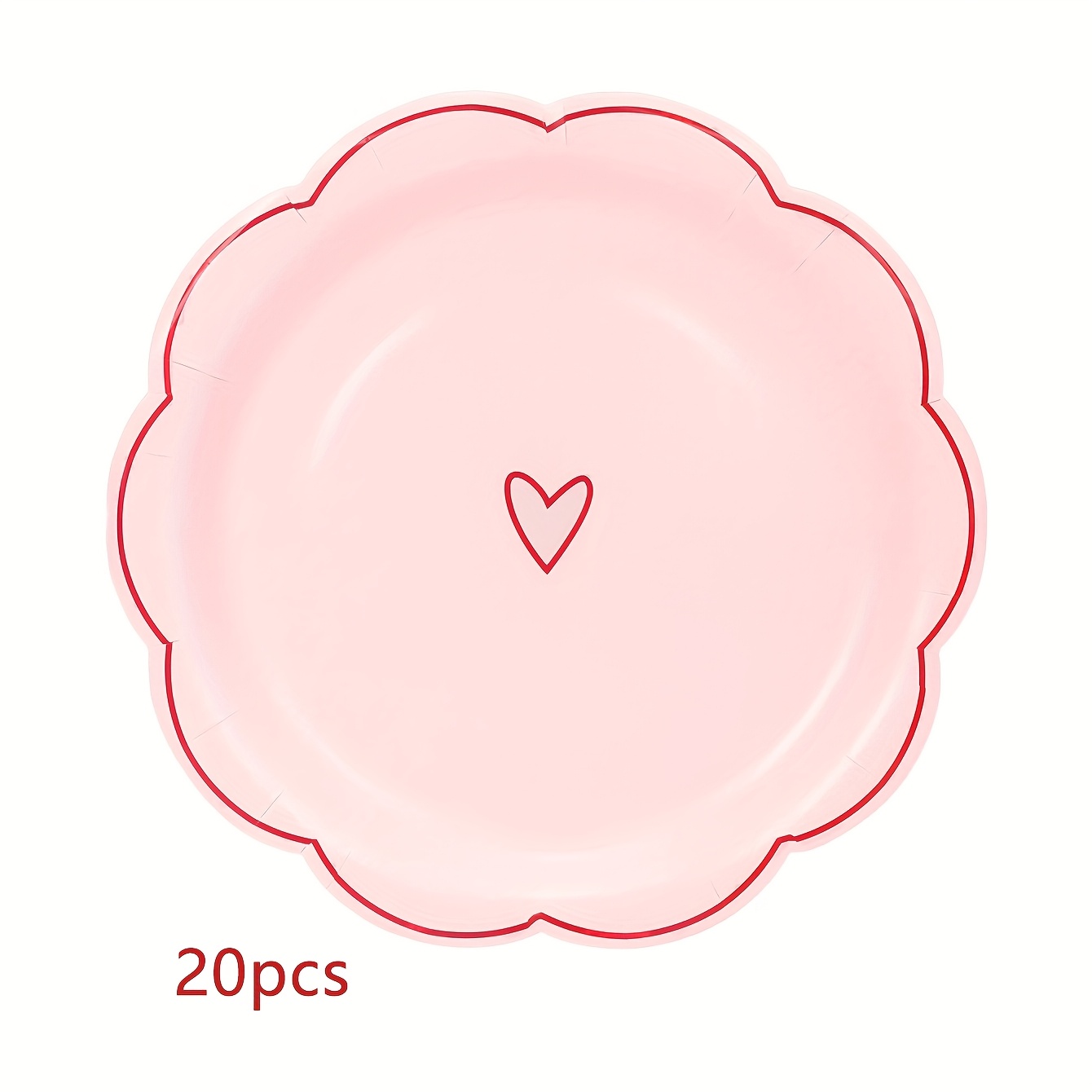 E-shop 10 Stück/20 Stück/50 Stück Valentinstag Pappteller Weiß Herz Wellenkanten Teller Niedliche Blumenrand Geschirr Teller 7 Zoll Kuchen Snack Teller
