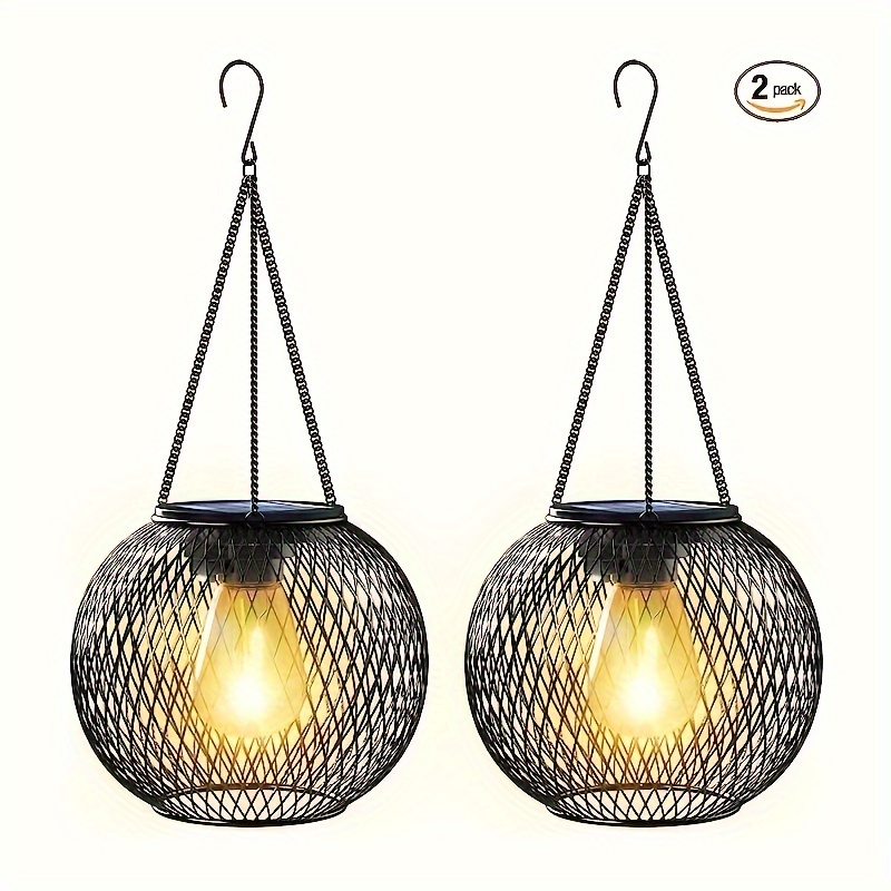 

2pcs New Outdoor Solar Lantern, Upgraded Version Hanging Solar Lamp Outdoor Garden Metal Chandelier Decorative Lighting Solar Tree Light Suitable For Garden Patio Path