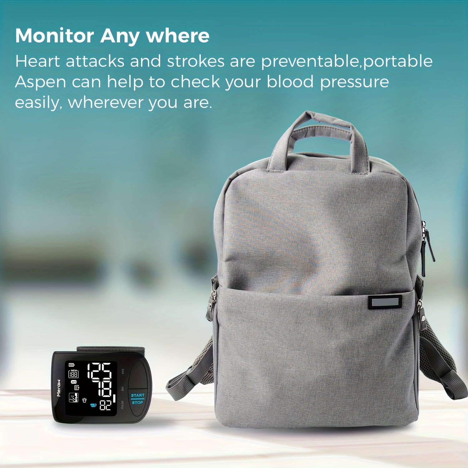   wrist   for adults with large 5 3 8 5 cuff high   automatic bp machine irregular heartbeat detection app   ios   backlit lcd display aaa battery powered   monitoring sleek device design durable electronic device   wrist cuff Product details 3