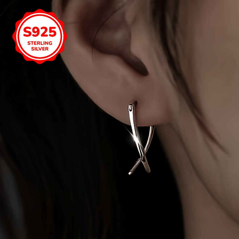 Women's 925 Sterling Silver 'You' Letter X Cross Earrings