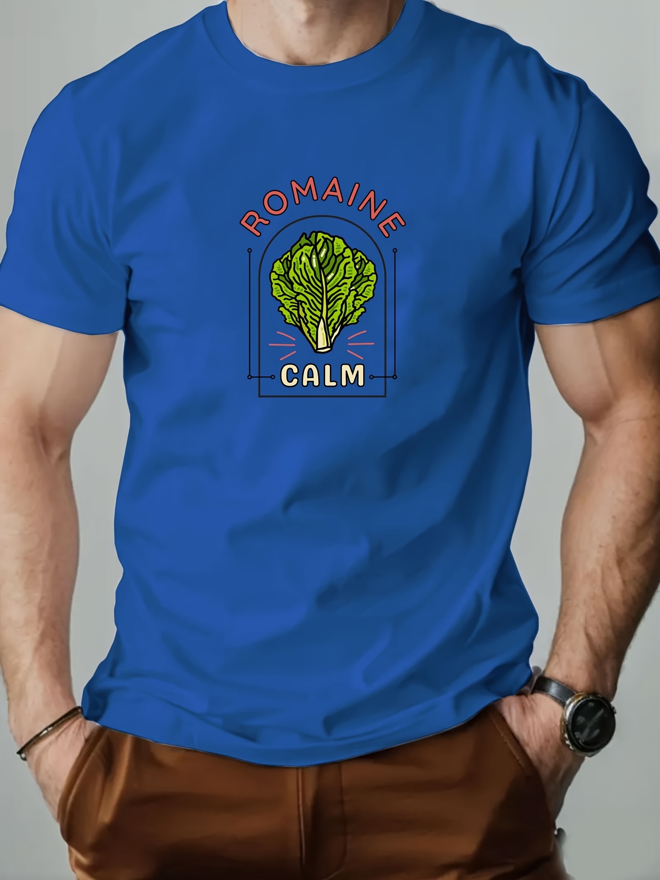 *'* Blue &*;* Calm&*; Graphic Tee 100% Cotton, Casual Crew Neck Short  Sleeve T-Shirt with Summer Wear, Casual T Shirts - Main Image