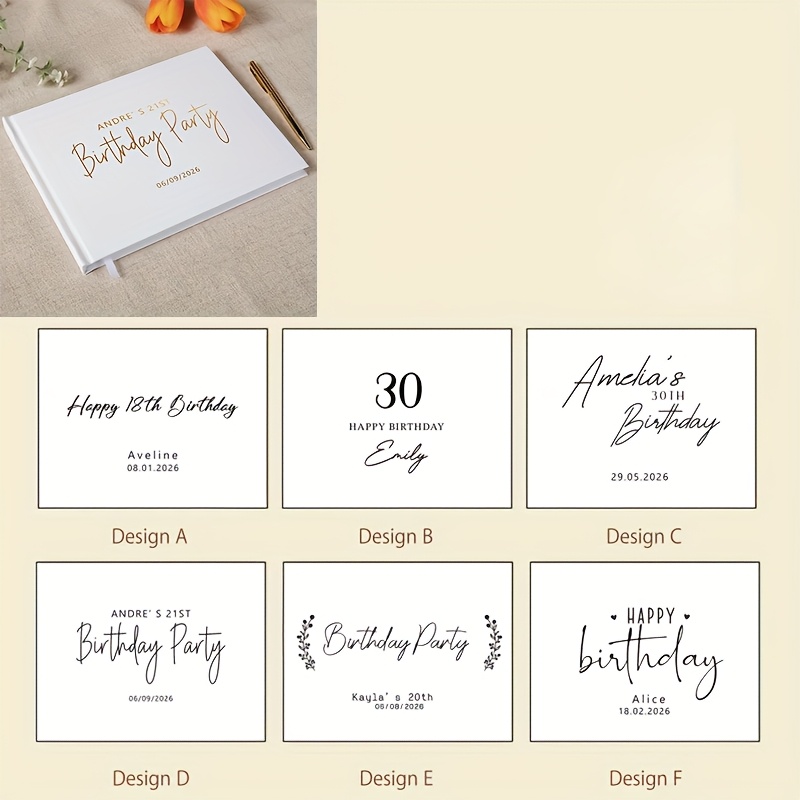 TEMU Custom Product: 1 Horizontal Message Book For Birthdays - Personalized Customization, Suitable For Birthday Parties At Ages 16, 18, 30, 40, 50,