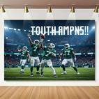1pc football themed backdrop with text green jersey players music festivals bohemian weddings themed parties photo booths and artistic decor polyester material outdoor event decor football theme decor durable polyester football party decorations