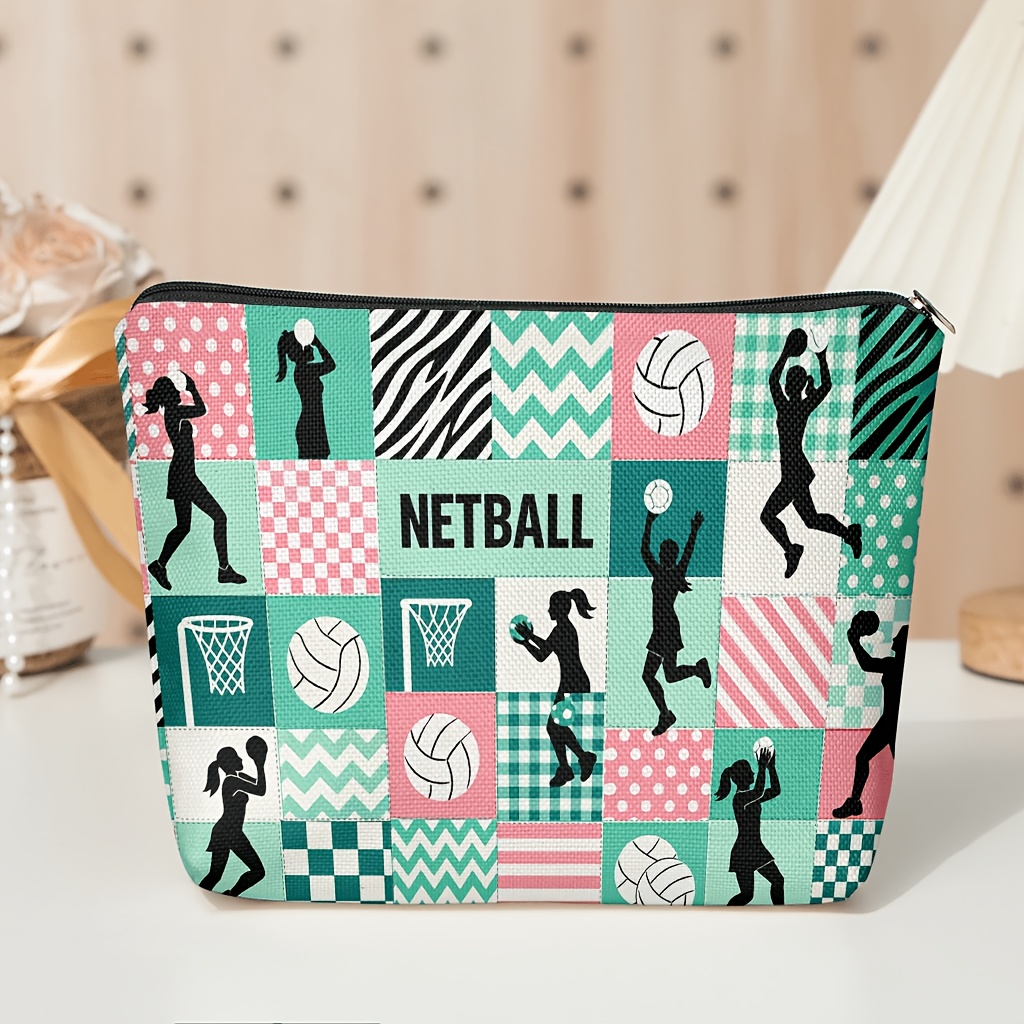 TEMU 1pc Of A Fashionable Netball Bag - Collapsible And Portable Toiletry With A Zipper Closure, Ideal For Men And Women, For Travel Or Everyday Use.