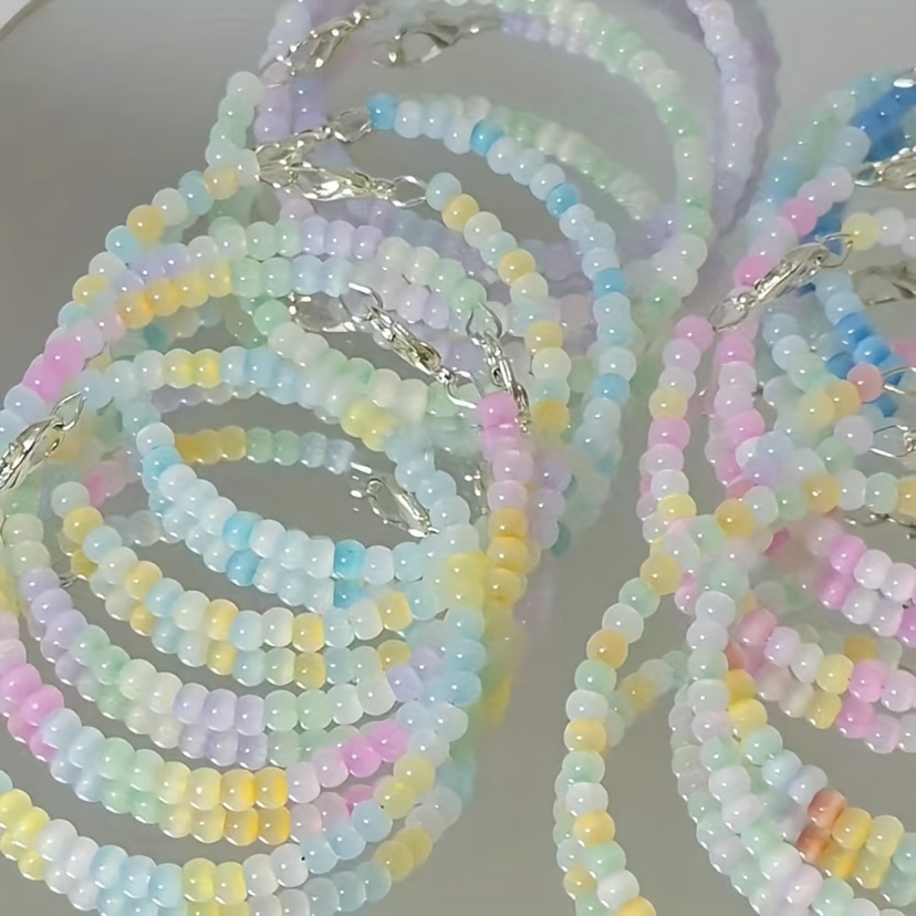 Rainbow Beaded Bracelet, Versatile Women's Accessory