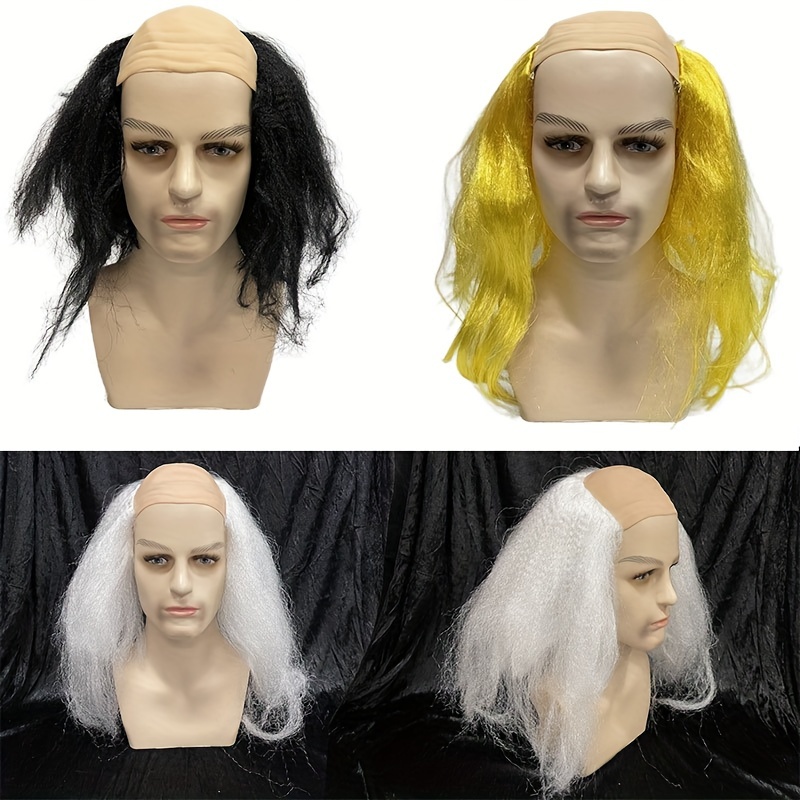 Funny Wigs For Costume Parties, Cosplay Games, Performances, Bald Wigs, Black Scalp Wigs, White Christmas Wigs, Yellow Funny Wigs, Birthday Party Costumes, Party Dress-up Accessories details 0