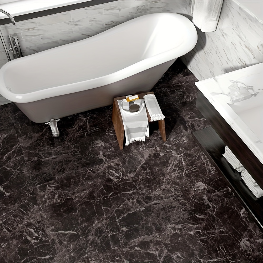 pvc marble floor tiles self waterproof vinyl flooring stickers for bathroom kitchen stick marble tiles for bedroom office indoor use 10 pack hand washable details 0