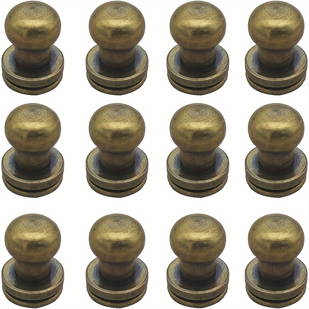 Image of 12 Sets Of Alloy Round Head Button Screws, Leather Rivets, Screw Button Rivets, For Repairing And Decorating Leather Craft Belts And Handbags (round Head Size 8mm)