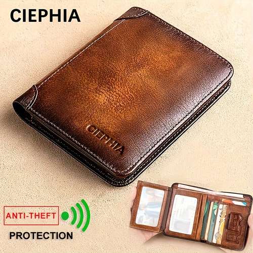 1pc genuine leather rfid blocking wallets for men retro thin short multi functional id credit card holder gifts to men on valentines day