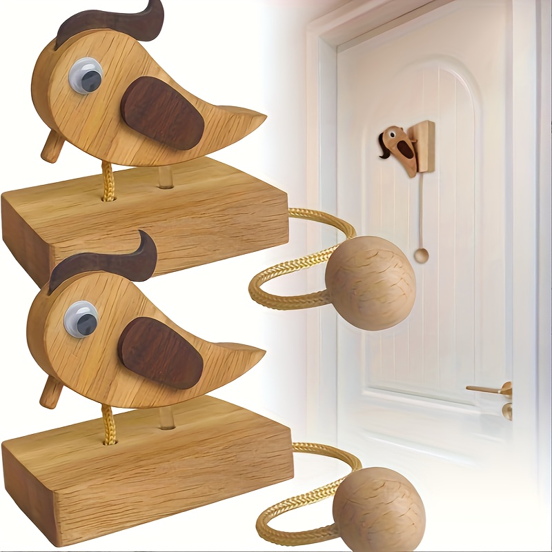 Timbre De Pájaro Carpintero De Madera - Aldaba Creativa Para Puerta, Hecho A Mano, Diseño Natural Y Divertido