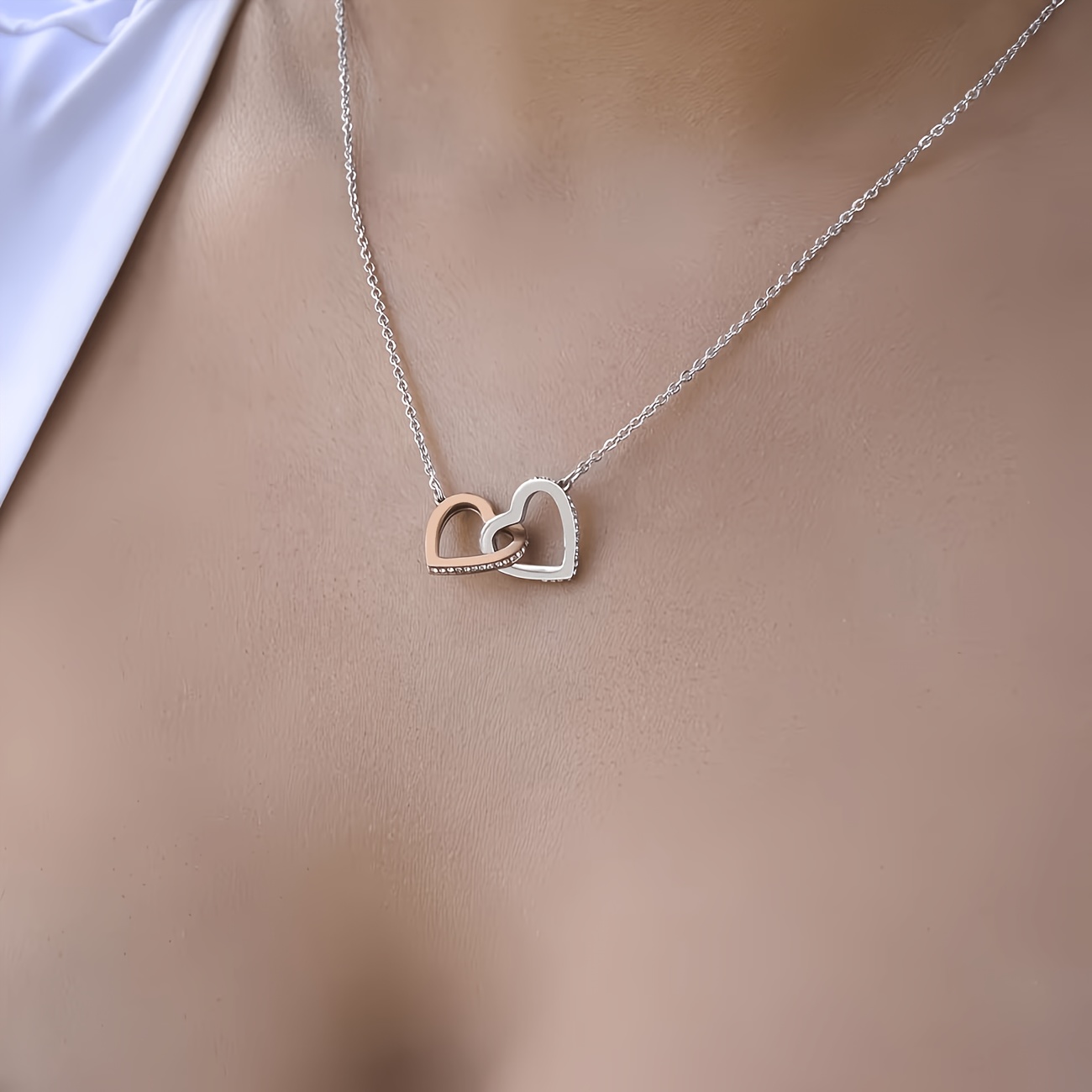 Elegant Bohemian Heart Necklace Gift Box, Interlocking Pendant