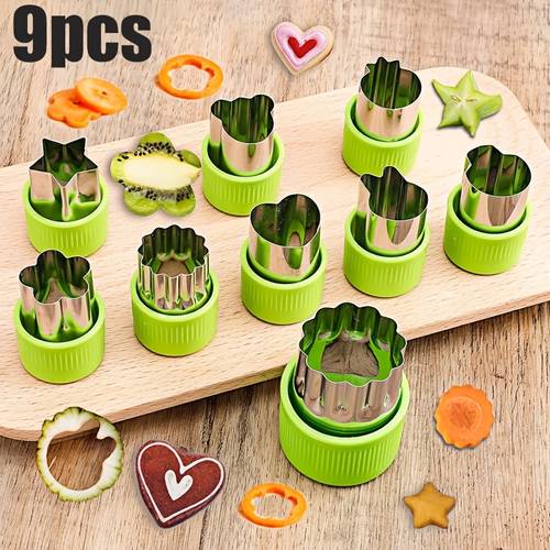 9pcs fruit and vegetable cutter shape mini pie pastry biscuit stamp mould sandwich cutter shape cutter for food baking