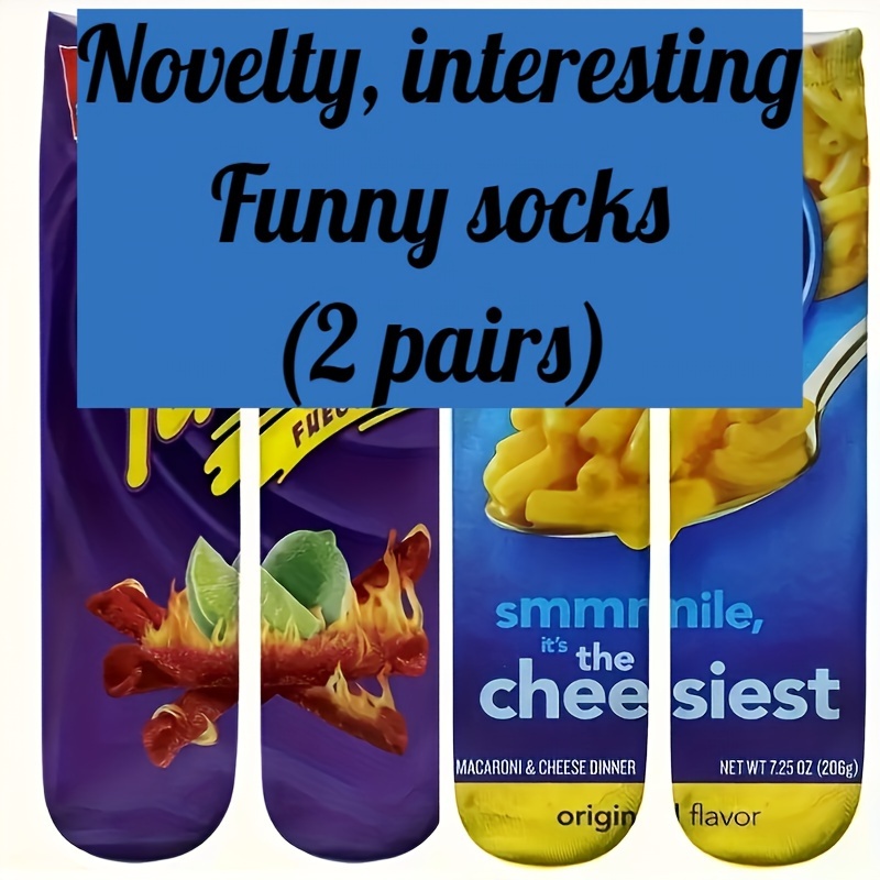 

Snack Print Men's Socks, Comfy Casual Sports Socks For Basketball Running