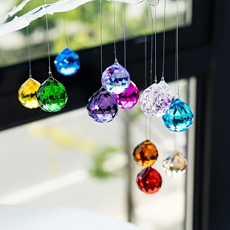 

40pcs Glass Crystal Prism Balls For Light Catching, 8x10mm Suncatchers For Home Decor