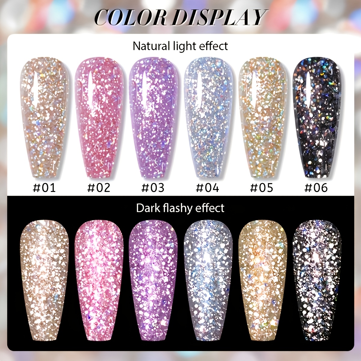 Image of Diamond Glitter Nail Art 6 Colors 15ml Gel Nail Polish Soaking Led Nail Gel Salon Female Nail Art Tools Fashion Nail Designs